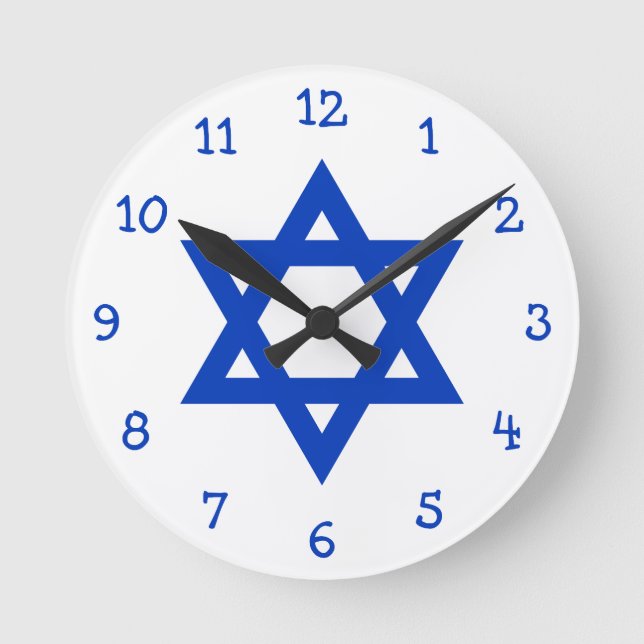 Blue Star von David Runde Wanduhr (Vorderseite)