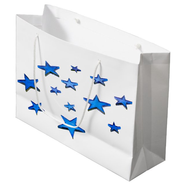 Blue Star Weihnachts-Dekoration-Foto Große Geschenktüte (Vorderseite Schrägansicht)