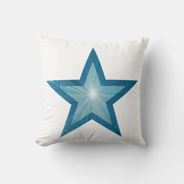 Blue Star White 'Text' Wurfkissenplatz Kissen (Vorderseite)