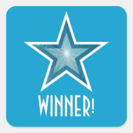 Blue Star 'WINNER' Quadrat Aufkleber blau