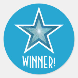 Blue Star 'WINNER' Rundaufkleber blau! Runder Aufkleber