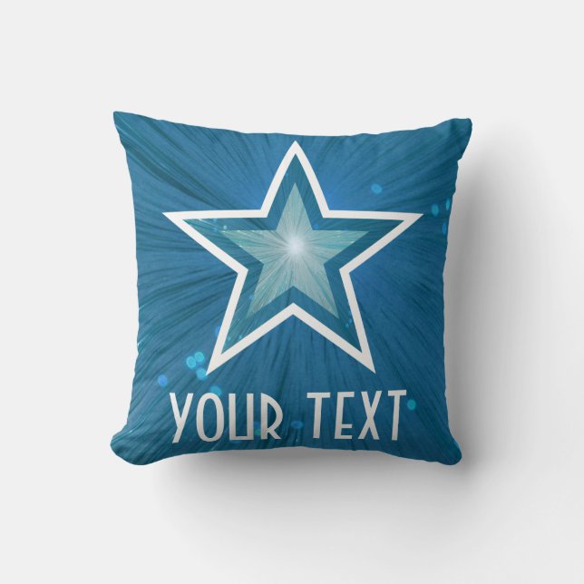 Blue Star "Your Text" Kissenplatz Kissen (Vorderseite)