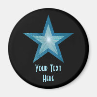 Blue Star "Your Text" Kühlschrankmagnet schwarz