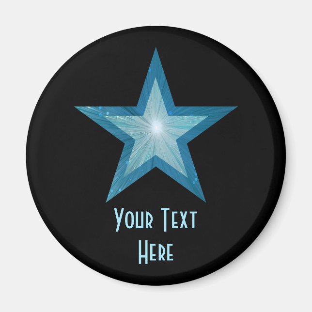 Blue Star "Your Text" Kühlschrankmagnet schwarz (Vorne)