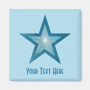 Blue Star 'Your Text' Magnet blau