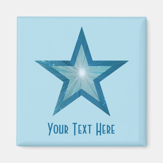Blue Star 'Your Text' Magnet blau (Vorne)