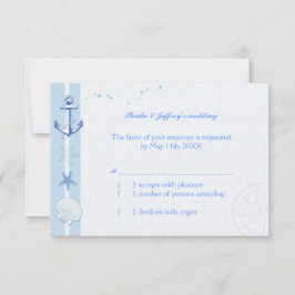 Blue Starfish & Anchor Nautical Wedding RSVP Karte