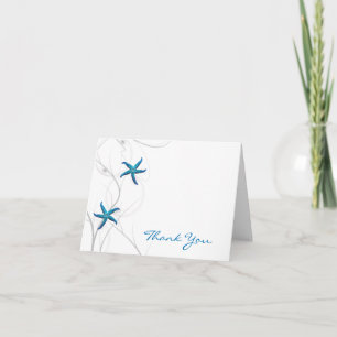 Blue Starfish and Silver Coral Thank You Dankeskarte