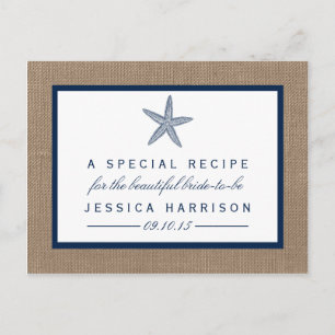 Blue Starfish Beach Brautparty Rezept Card Einladungspostkarte