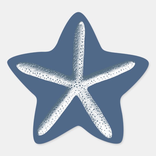 Blue Starfish Beach Hochzeitsfavoriten Stern-Aufkleber (Vorderseite)