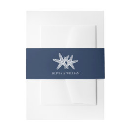 Blue Starfish Beach Minimal Wedding Einladungsbanderole