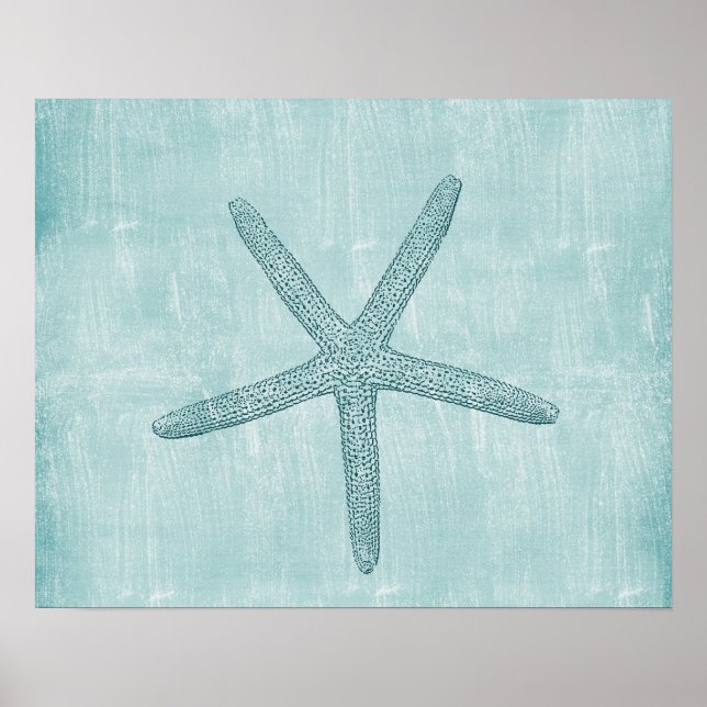 Blue Starfish Beach Segel Poster (Vorne)