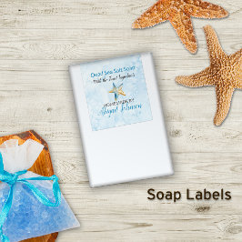Blue + Starfish Beach-Themed handgefertigte Seifen Rechteckiger Aufkleber