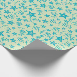 Blue Starfish Mr. & Mrs. Summer Beach Wedding Ocea Geschenkpapier