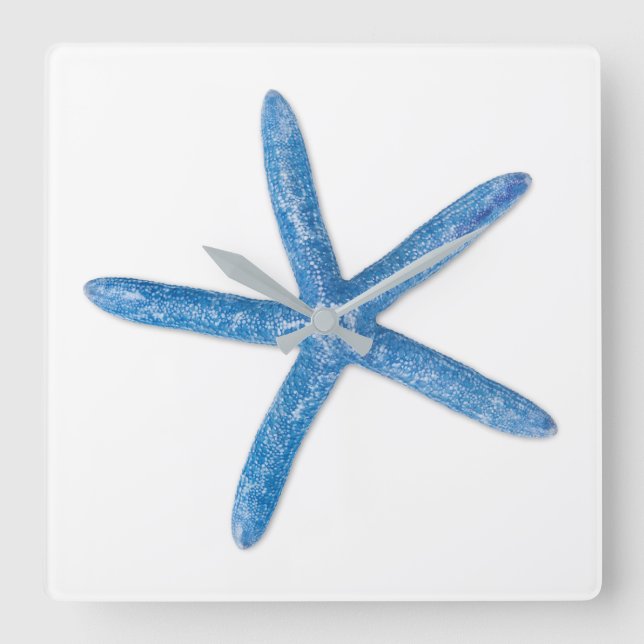Blue Starfish Quadratische Wanduhr (Vorderseite)