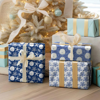 Blue Starfish Sand Dollar Weihnachten Geschenkpapier Set