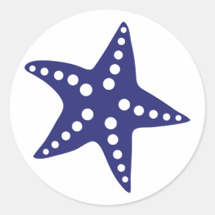 Blue Starfish Sticker, Tropical Beach Theme Runder Aufkleber