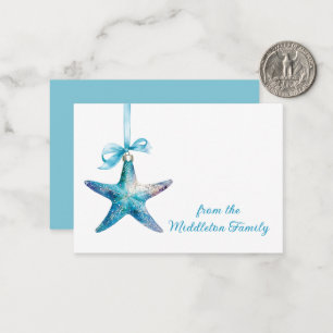 Blue Starfish Weihnachtsschmuck Personalisiert Mitteilungskarte