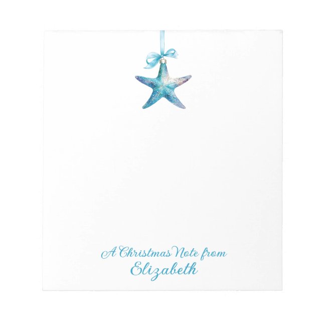 Blue Starfish Weihnachtsschmuck Personalisiert Notizblock (Vorderseite)