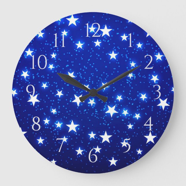 Blue Stargazer Große Wanduhr (Vorderseite)