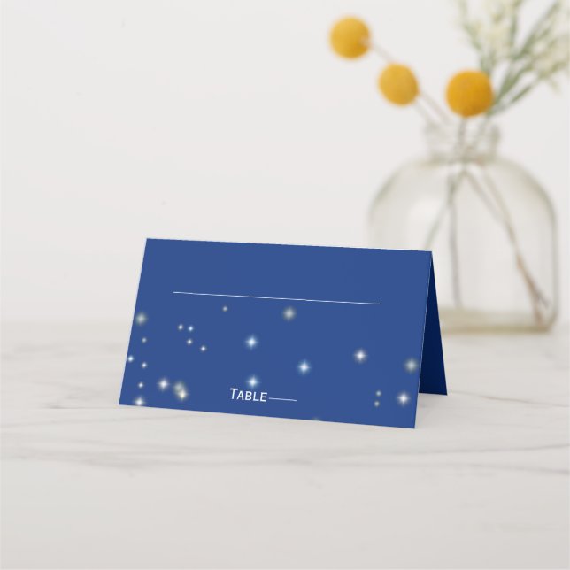 Blue Starry nächtliche Hochzeitssitze Platzkarte (Vorderseite)