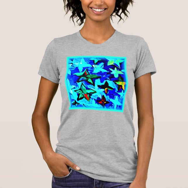 Blue Starry Night Sky. Jetzt kaufen T-Shirt (Vorderseite)