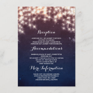 Blue Starry String Lights Hochzeitsinformationen Begleitkarte