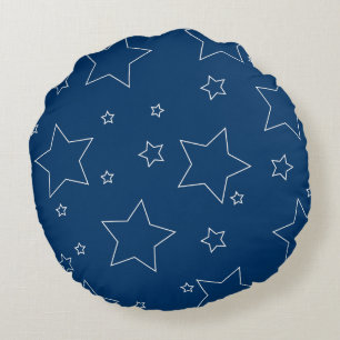 Blue Stars 4 juillet Round Coussin