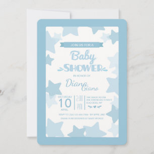 Blue Stars Baby Dusche Einladung