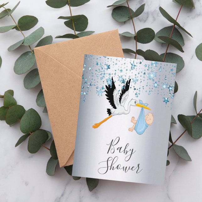 Blue Stars Baby Silver Dusche Postkarte (Von Creator hochgeladen)