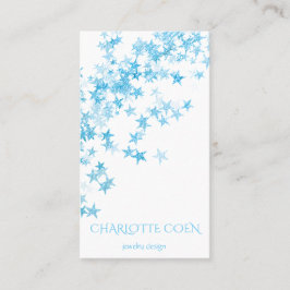 Blue Stars Confetti White Delicate Glam Visitenkarte