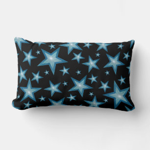 Blue Stars imprimé lancer oreiller lumbar noir