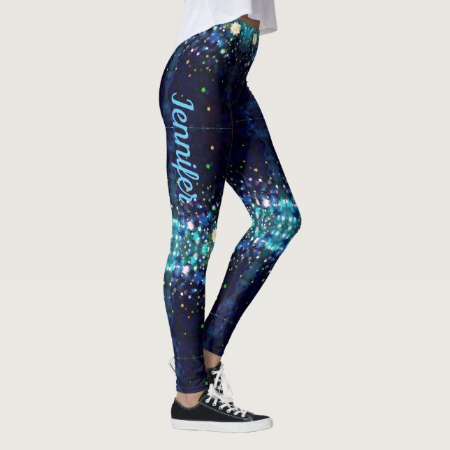 Blue Stars Individuelle Name Leggings (Rechts)