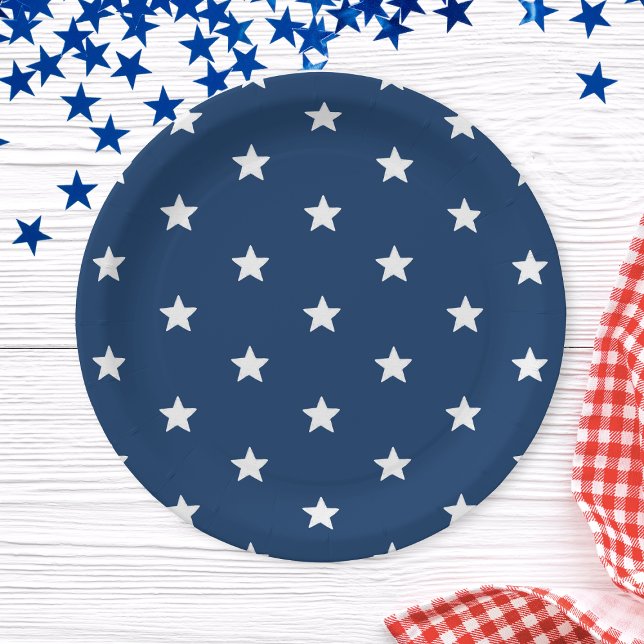 Blue Stars Patriotic 4. Juli Summer Party Pappteller (Blue Stars Patriotic 4th of July Summer Party Paper Plates)