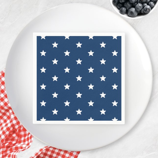 Blue Stars Patriotic 4. Juli Summer Party Serviette (Blue Stars Patriotic 4th of July Summer Party Napkins)