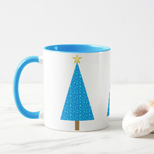 Blue stars retro moderner Weihnachtsbaum Coffee Ta Tasse