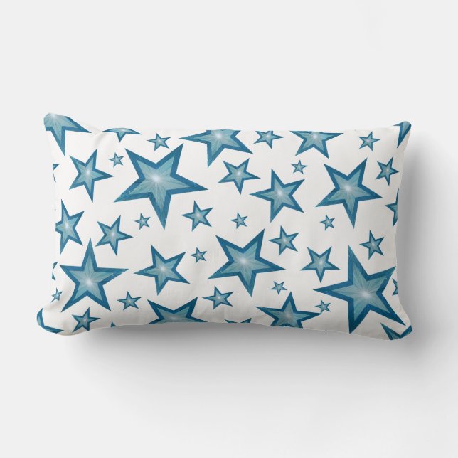 Blue Stars White 'Text' lumbarblau Lendenkissen (Vorderseite)