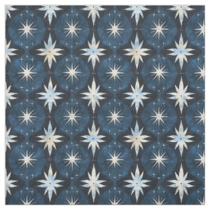 Blue Sternexplosion Googie Pattern Stoff