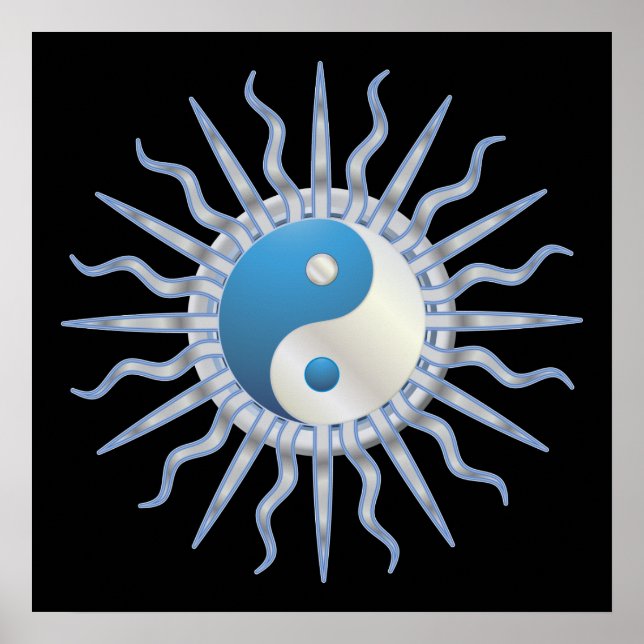 Blue Sternexplosion Yin Yang Poster (Vorne)