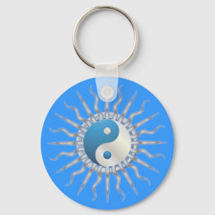 Blue Sternexplosion Yin Yang Schlüsselanhänger