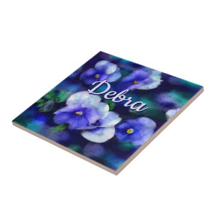 Blue Stiefmütterchens Pansy Blume Floral Personali Fliese