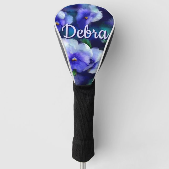 Blue Stiefmütterchens Pansy Blume Floral Personali Golf Headcover (Vorderseite)