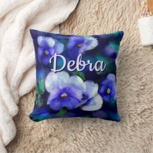 Blue Stiefmütterchens Pansy Blume Floral Personali Kissen