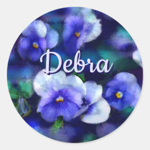 Blue Stiefmütterchens Pansy Blume Floral Personali Runder Aufkleber