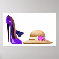 Blue Stiletto Shoes and Hat Art