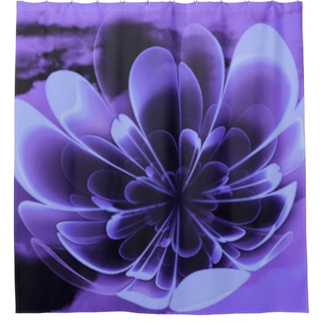 Blue Stilized Corolla Bent Up Petals Duschvorhang (Vorderseite)