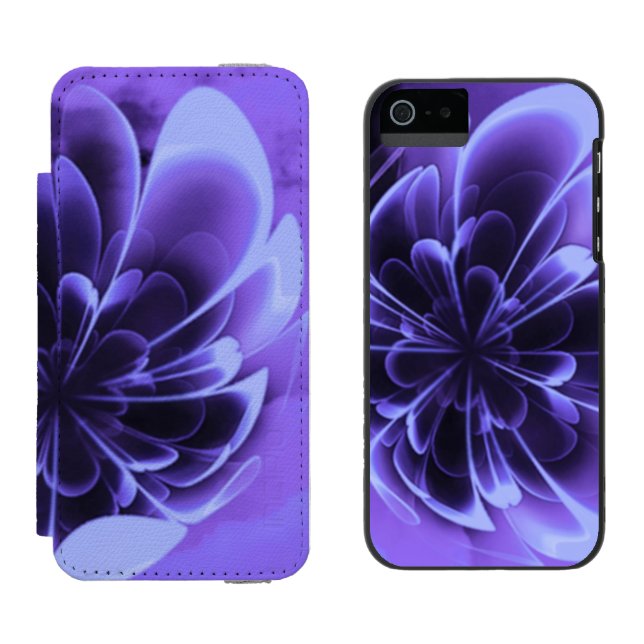 Blue Stilized Corolla Bent Up Petals Incipio iPhone Geldbeutel-Hülle (Seite an Seite)