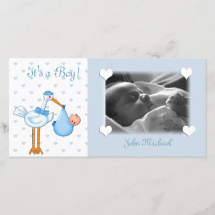 Blue Stork Baby Boy Ankündigung