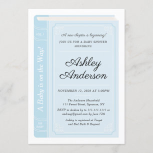 Blue Storybook Baby Shower Einladung