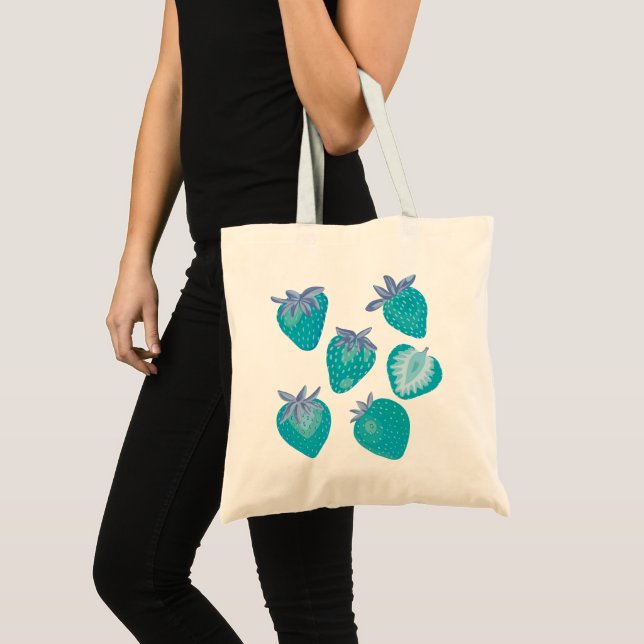Blue Strawberry Tote Bag Tragetasche (Vorderseite (Produkt))